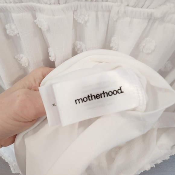 Motherhood Maternity White Swiss Dot Dress XL Ruffle Flutter Sleeve Baby Shower - Picture 12 of 12